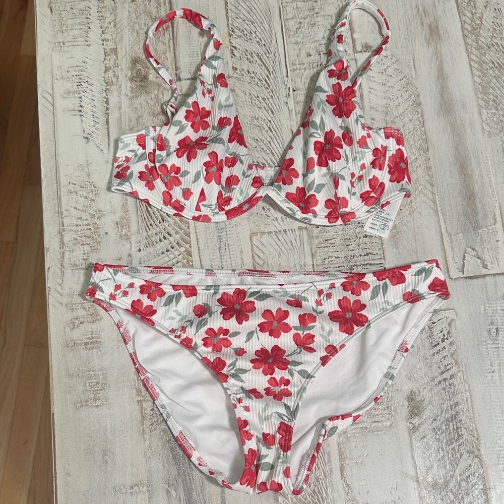Hollister Red Floral Bikini Set